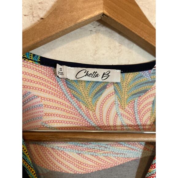 Chetta B Dress Womens Small A Line Tropical Jungle Print Colorful Stretch Draped - Picture 14 of 14